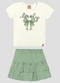 Kely Kety - Conjunto Blusa Cotton e Saia Stripe Bege - variação: Bege