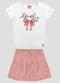 Kely Kety - Conjunto Blusa Cotton e Saia Stripe Bege - variação: Branco