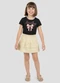 Kely Kety - Conjunto Blusa Cotton e Saia Stripe Bege - variação: Preto