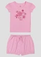 Kely Kety - Conjunto Blusa Cotton e Shorts em Malha Amarelo - variação: Rosa