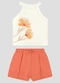 Kely Kety - Conjunto Blusa Cotton e Shorts Moletinho Bege - variação: Bege
