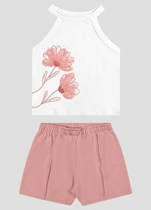 Kely Kety - Conjunto Blusa Cotton e Shorts Moletinho Branco - KELY KETY