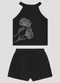 Kely Kety - Conjunto Blusa Cotton e Shorts Moletinho Bege - variação: Preto
