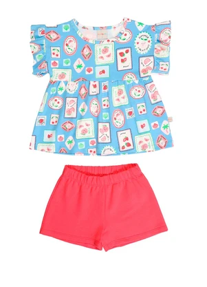 Tink Bink - Conjunto Blusa Cotton Shorts Moletinho Estampado - TINK BINK