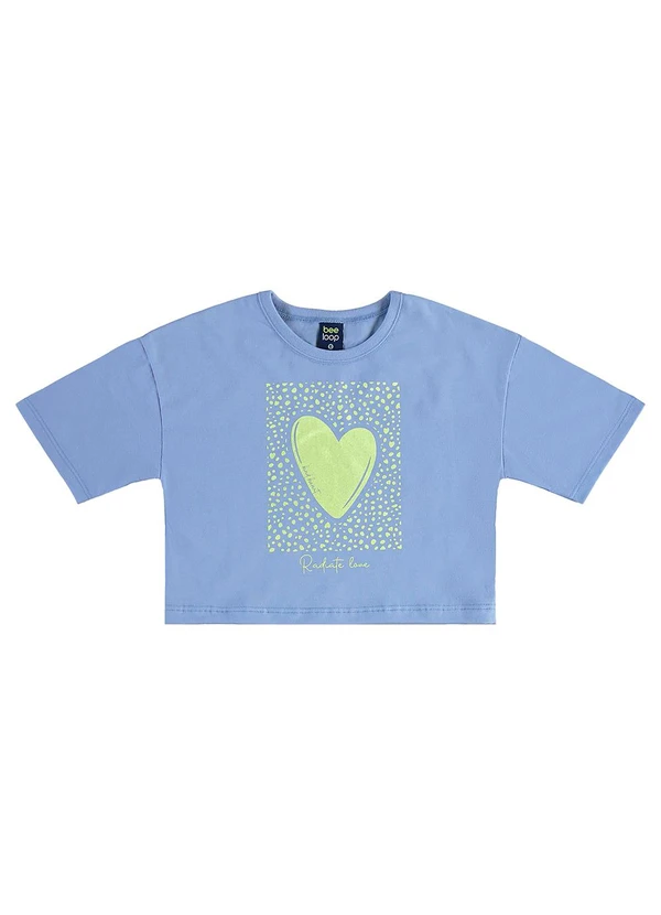 Bee Loop - Conjunto Blusa Cropped Coração Short Azul 2