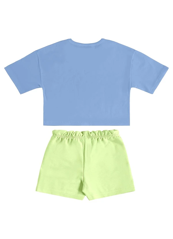 Bee Loop - Conjunto Blusa Cropped Coração Short Azul 4