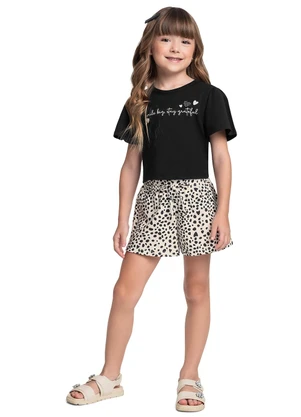 Bee Loop - Conjunto Blusa Cropped e Short Preto - BEE LOOP