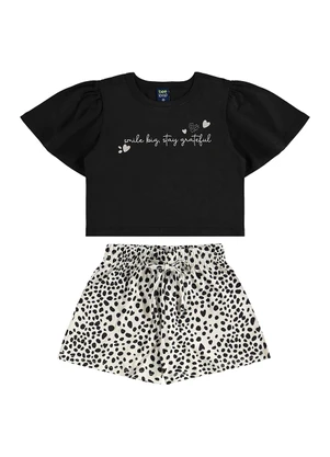 Bee Loop - Conjunto Blusa Cropped e Short Preto - BEE LOOP