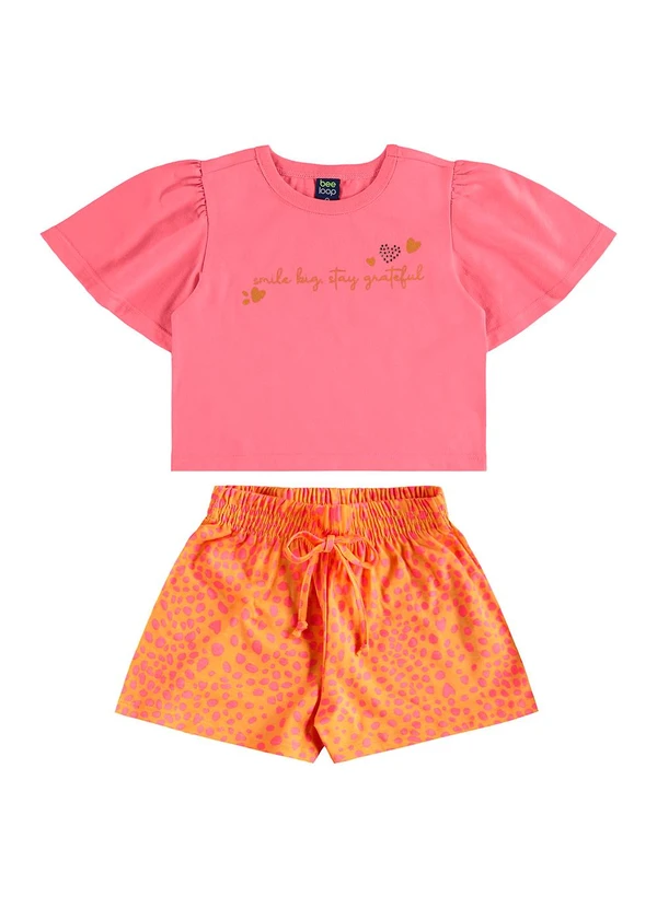 Bee Loop - Conjunto Blusa Cropped e Short Rosa