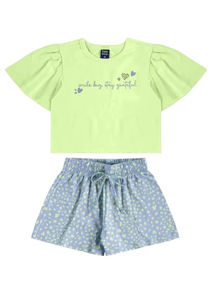 Bee Loop - Conjunto Blusa Cropped e Short Verde - BEE LOOP
