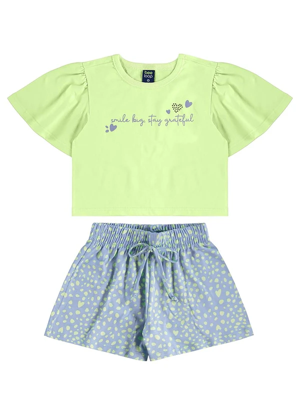 Bee Loop - Conjunto Blusa Cropped e Short Verde
