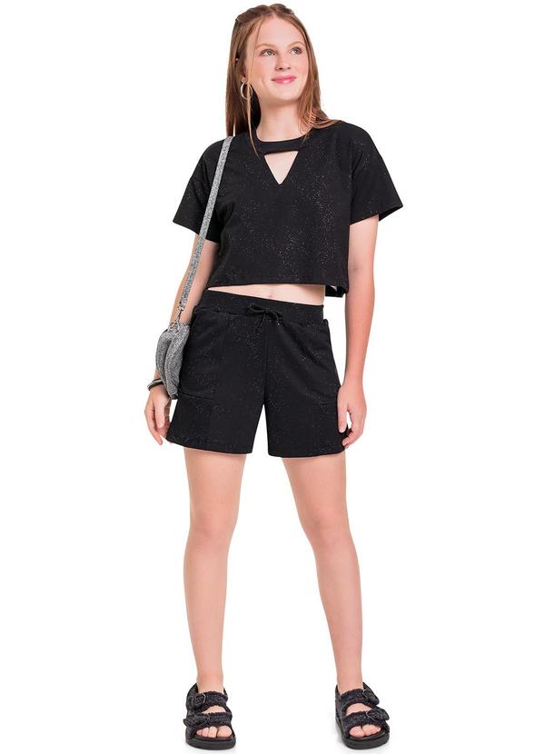 Gloss - Conjunto Blusa Cropped e Short Juvenil Preto 2