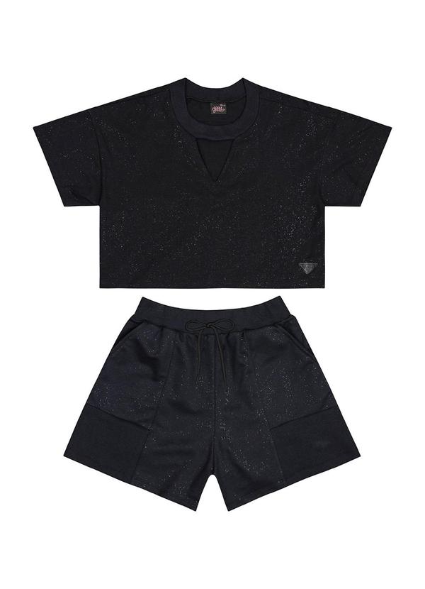 Gloss - Conjunto Blusa Cropped e Short Juvenil Preto 3