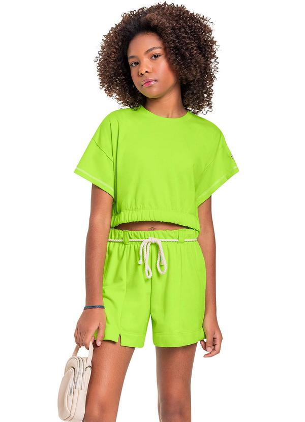 Gloss - Conjunto Blusa Cropped e Short Juvenil Verde