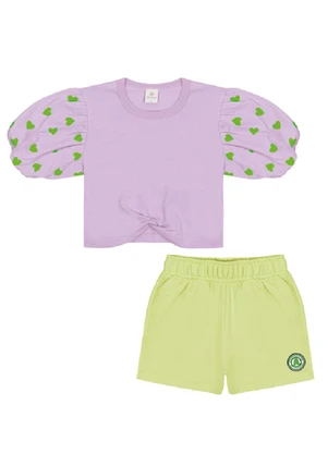 Abrange - Conjunto Blusa Cropped e Short Multicores - ABRANGE