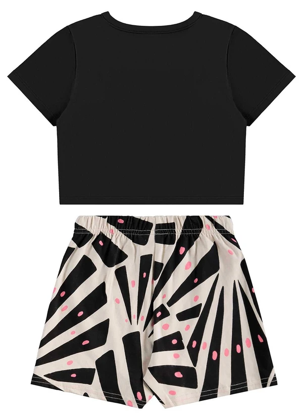 Bee Loop - Conjunto Blusa Cropped e Short-Saia Preto 5