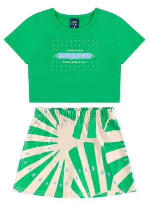 Bee Loop - Conjunto Blusa Cropped e Short-Saia Verde - BEE LOOP