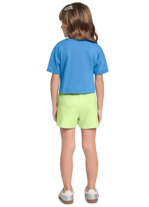 Bee Loop - Conjunto Blusa Cropped Short-Saia Azul - BEE LOOP