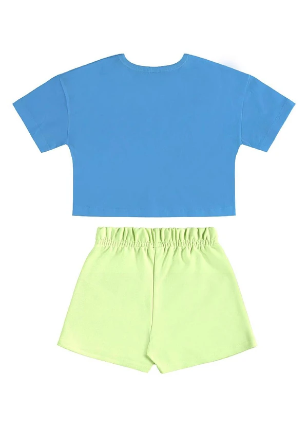 Bee Loop - Conjunto Blusa Cropped Short-Saia Azul 4