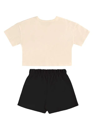 Bee Loop - Conjunto Blusa Cropped Short-Saia Bege - BEE LOOP