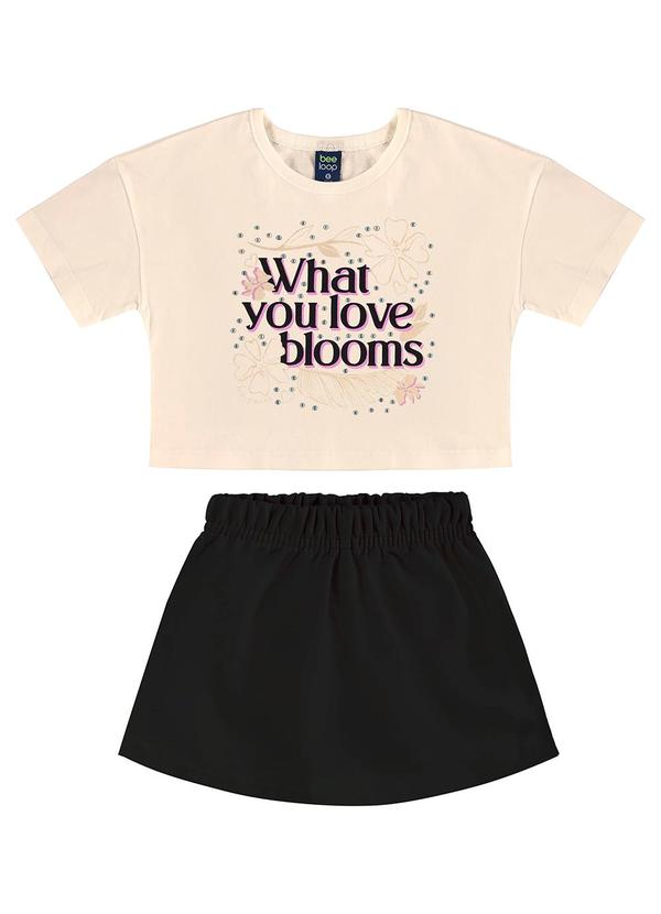Bee Loop - Conjunto Blusa Cropped Short-Saia Bege