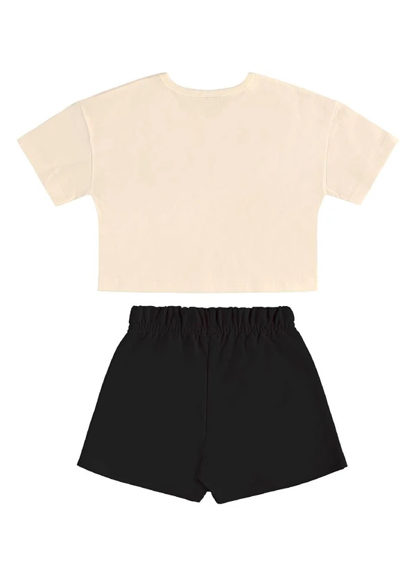 Bee Loop - Conjunto Blusa Cropped Short-Saia Bege 2