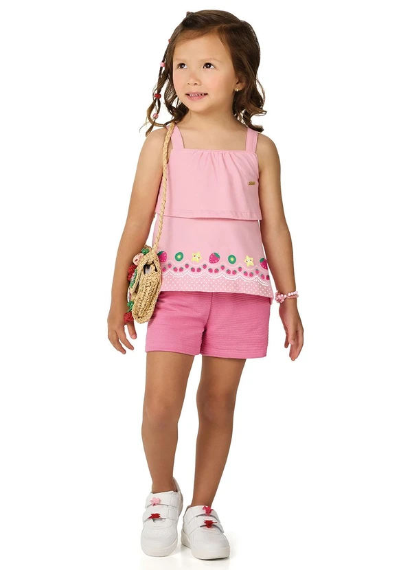 Marlan - Conjunto Blusa de Alças e Shorts Rosa