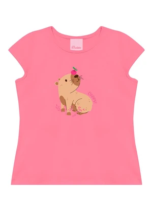 Duduka - Conjunto Blusa Decote Redondo e Short Saia Rosa - DUDUKA