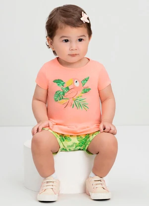 Conjunto Blusa e Bermuda Ciclista Bebê Quimby Rosa - QUIMBY