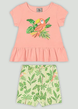 Conjunto Blusa e Bermuda Ciclista Bebê Quimby Rosa - QUIMBY
