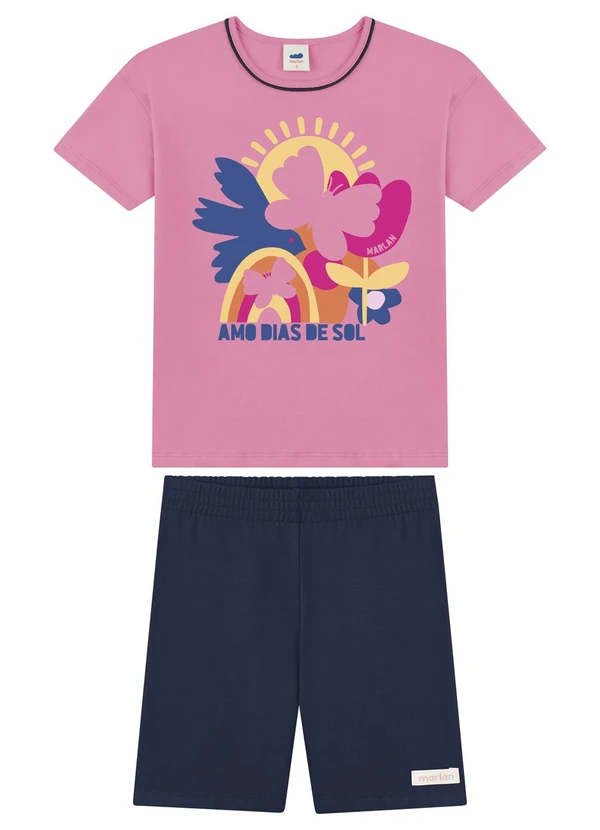 Marlan - Conjunto Blusa e Bermuda Ciclista Rosa