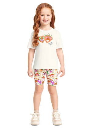Conjunto Blusa e Bermuda Menina Bee Loop Branco - BEE LOOP