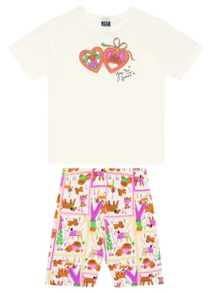 Conjunto Blusa e Bermuda Menina Bee Loop Branco - BEE LOOP