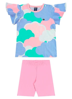 Bee Loop - Conjunto Blusa e Bermuda Menina Rosa - BEE LOOP