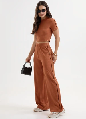 Cativa You - Conjunto Blusa e Calça em Canelado Laranja - CATIVA YOU