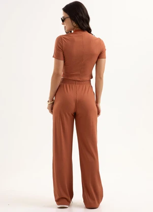 Cativa You - Conjunto Blusa e Calça em Canelado Laranja - CATIVA YOU