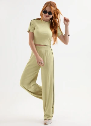 Cativa You - Conjunto Blusa e Calça em Canelado Verde - CATIVA YOU