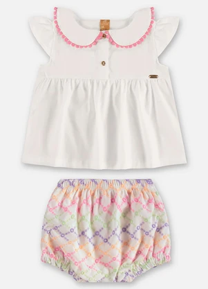 Up Baby - Conjunto Blusa e Calcinha Bebê Bege - UP BABY