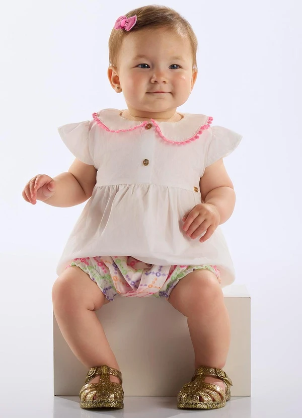 Up Baby - Conjunto Blusa e Calcinha Bebê Bege