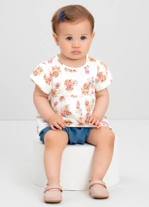 Conjunto Blusa e Calcinha Jeans Bebê Quimby Branco - QUIMBY
