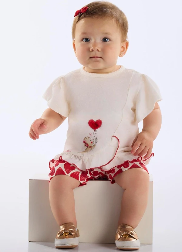 Up Baby - Conjunto Blusa e Ciclista Bebê Bege 1