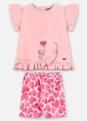 Up Baby - Conjunto Blusa e Ciclista Bebê Rosa - UP BABY