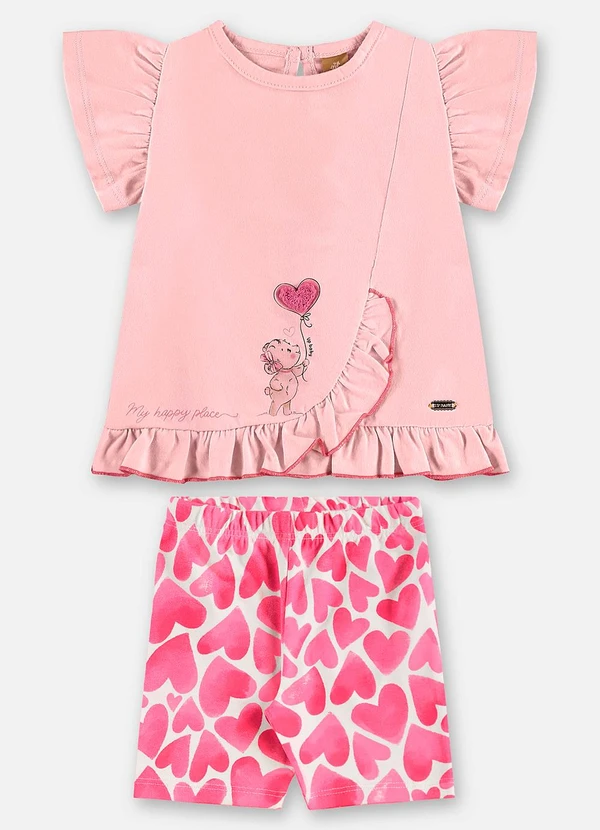 Up Baby - Conjunto Blusa e Ciclista Bebê Rosa 1