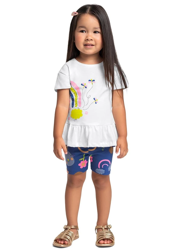 Bee Loop - Conjunto Blusa e Ciclista Infantil Branco