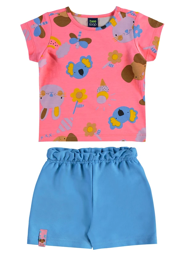 Bee Loop - Conjunto Blusa e Ciclista Infantil Rosa