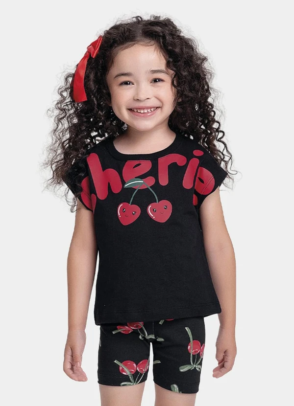 Fakini Kids - Conjunto Blusa e Ciclista Preto 2