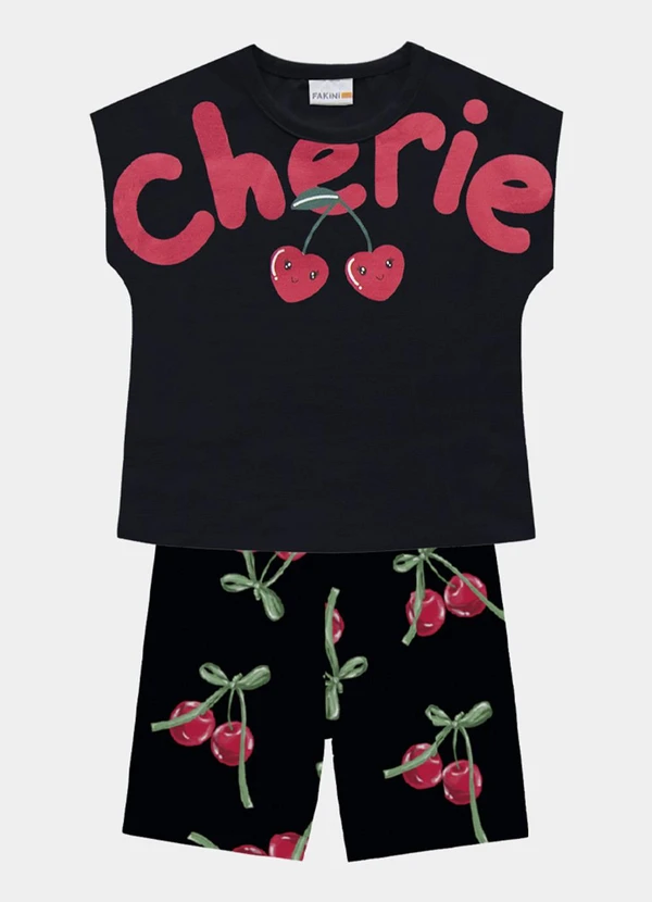 Fakini Kids - Conjunto Blusa e Ciclista Preto 3