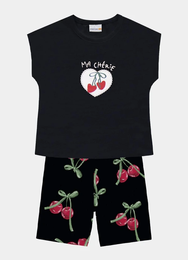 Fakini Kids - Conjunto Blusa e Ciclista Preto