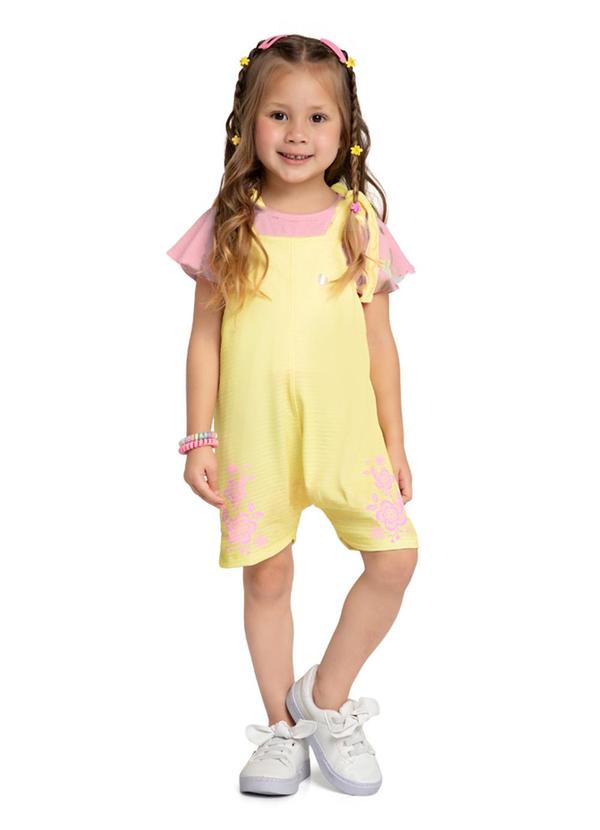 Marlan - Conjunto Blusa e Jardineira Cotton Bee Amarelo