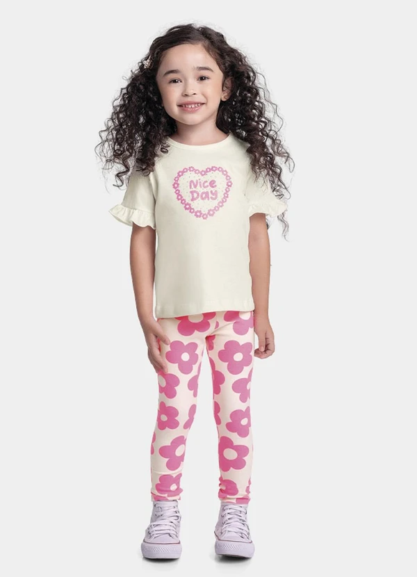Fakini Kids - Conjunto Blusa e Legging Bege